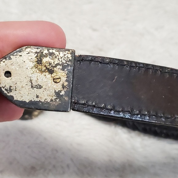 Vintage Aztec Southwestern Beaded Black Leather Belt 34 Retro Bohemian Indian - Picture 11 of 13